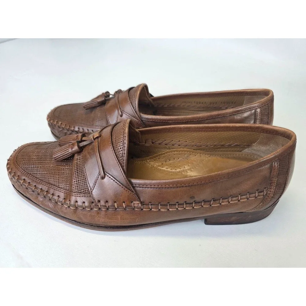 Florsheim Men's Dress Shoes‎ Size 10.5 Brown Tan Leather Tassel Slip On Loafers